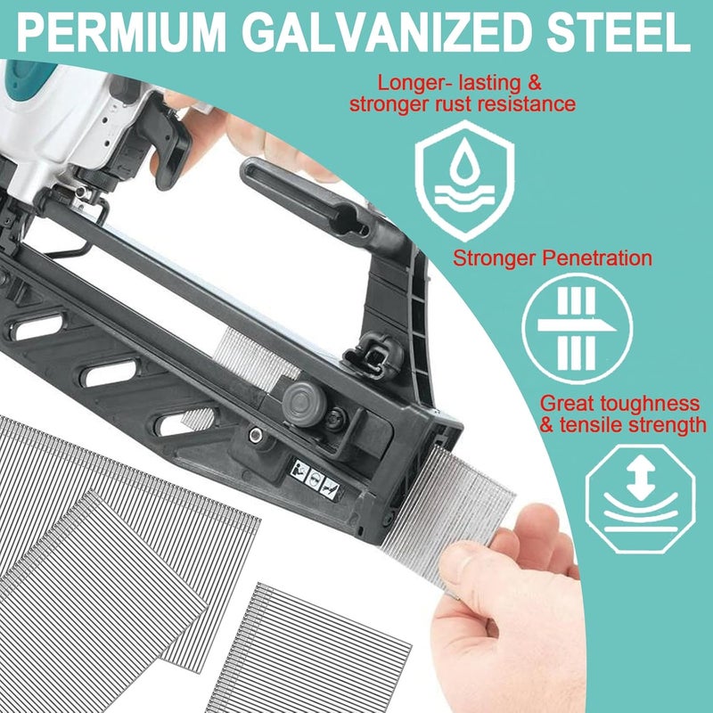 APOCHON 10000 Counts 18 Gauge Brad Nails 2 Inch, Heavy Duty 2" Brad Nails 18 Gauge Galvanized Small Finishing Nail Gun Nails for Pneumatic Nailer Guns, Electric Brad Nailer Gun, Straight Pin Nailer Guns - Image 3